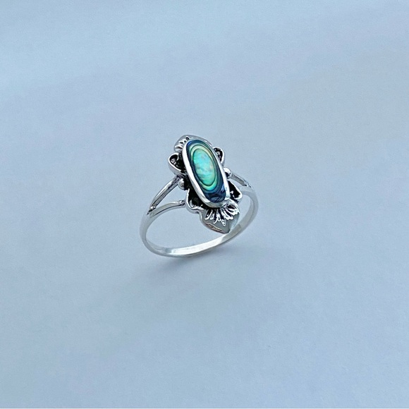 Sterling Silver Victorian Abalone Ring, Seashell Rings, Ocean Shells, Stone Ring - Picture 8 of 11